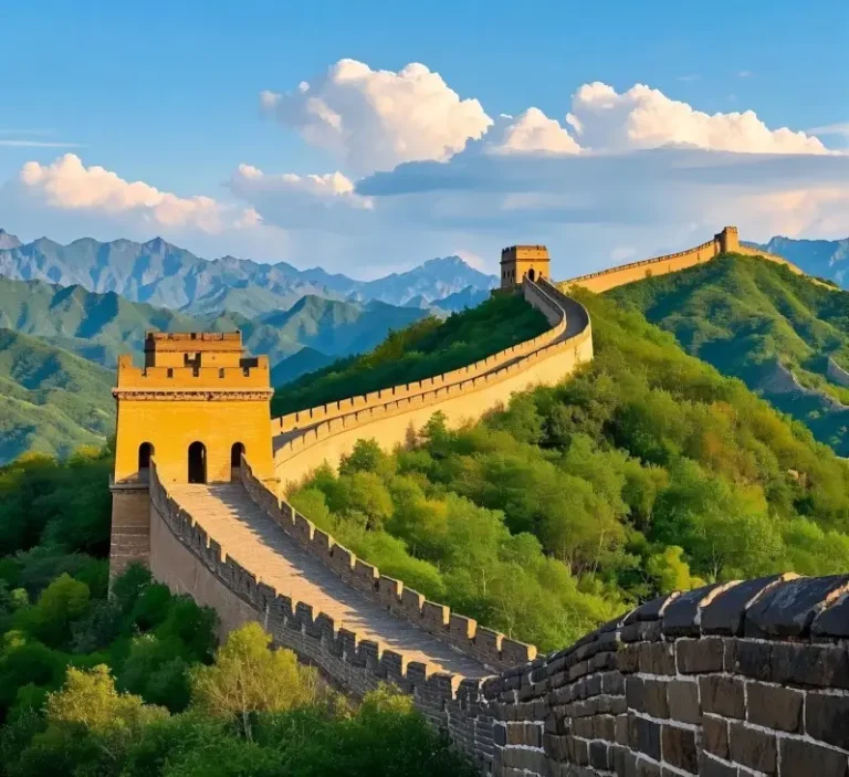 Panoramic view of the Badaling Great Wall on a summer morning