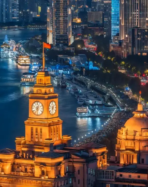 Night view of the Bund in Shanghai, China