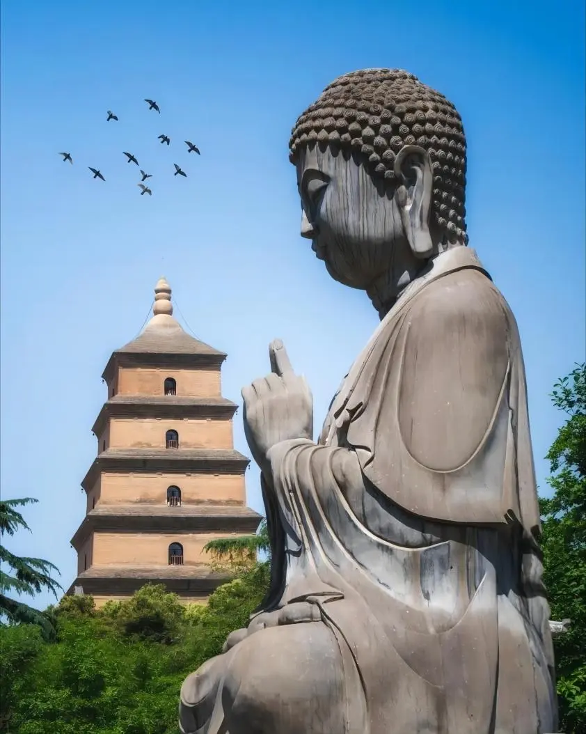 Small Wild Goose Pagoda in Xi’an, China on a sunny day