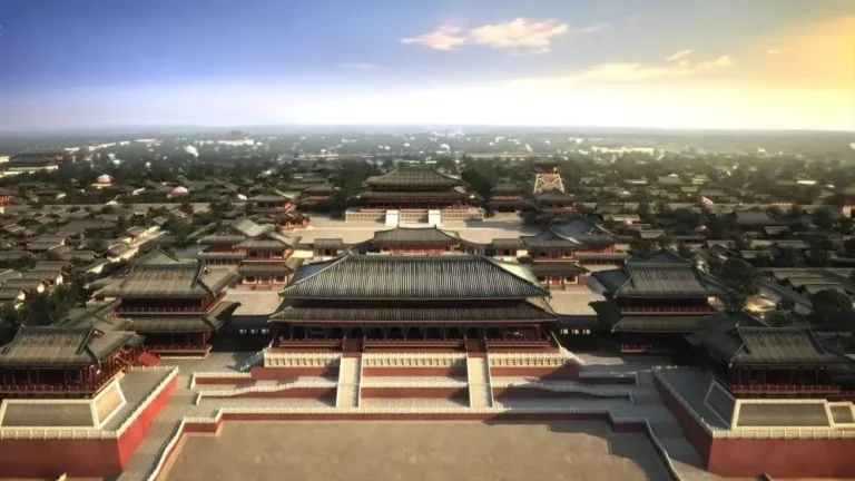Aerial view of Daming Palace ruins and surrounding heritage park in Xi’an, China