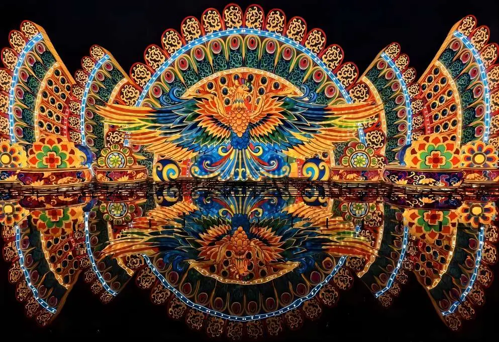 Phoenix lantern at Datang Furong Garden Lantern Festival in Xi’an