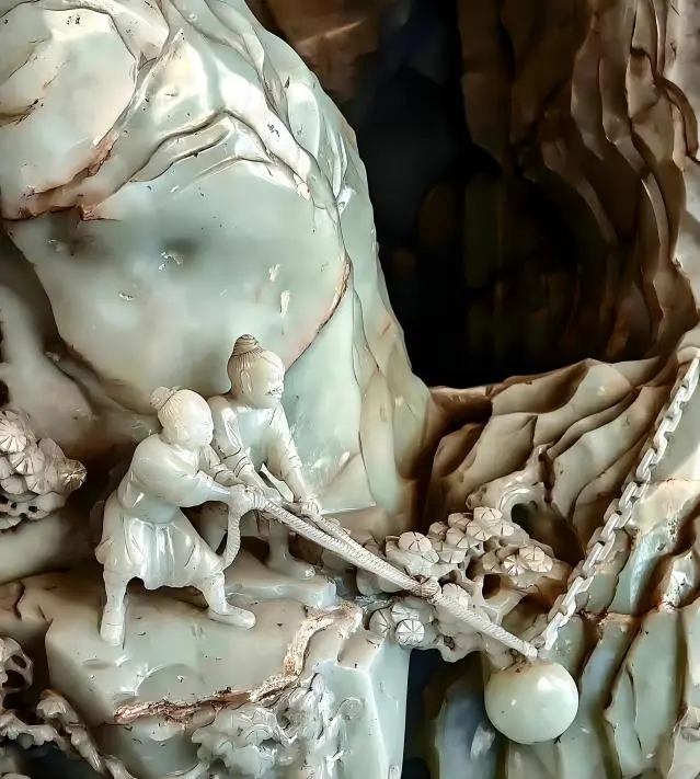 Jade Mountain carving detail in the Forbidden City, Beijing cultural treasure and museum artifact