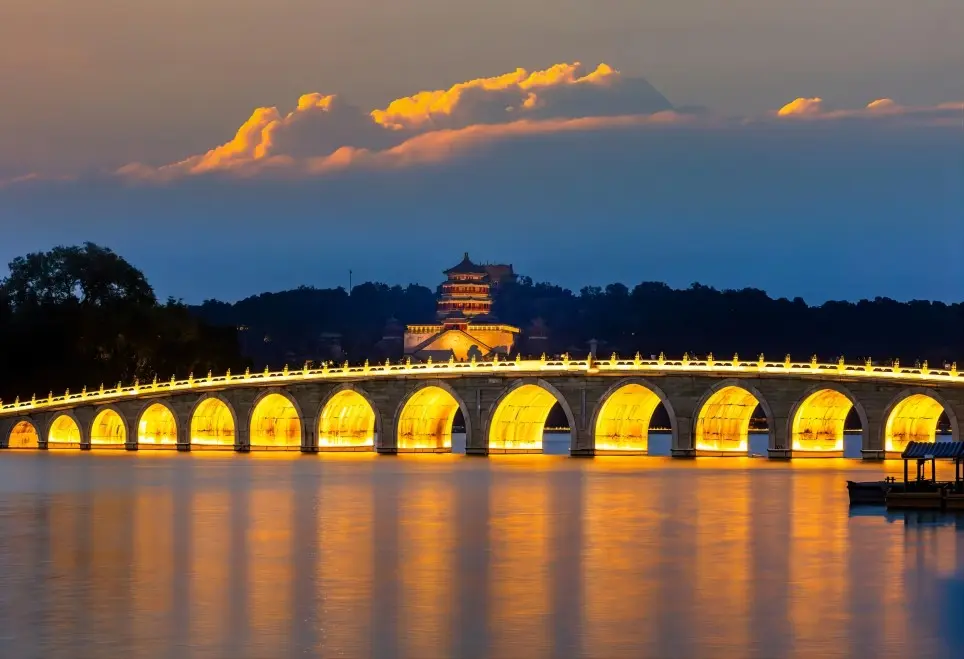 Strolling across Seventeen-Arch Bridge at the Summer Palace in a Beijing 3-day itinerary”