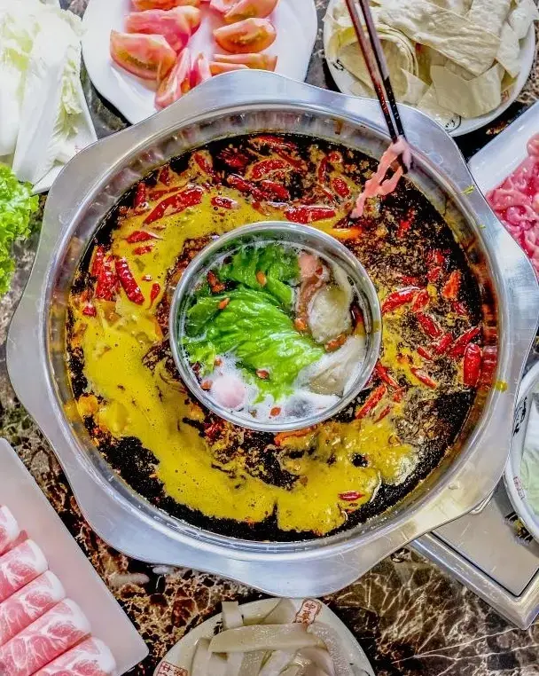 Delicious spicy hotpot in Chengdu, Sichuan cuisine