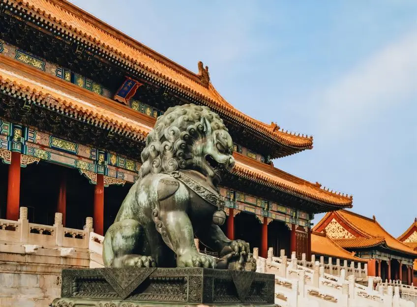 Hall of Supreme Harmony interior and architecture in the Forbidden City, Beijing tourist attraction