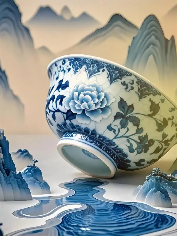 Master artisan crafting Jingdezhen blue and white porcelain, showcasing traditional Chinese handicraft workshops.