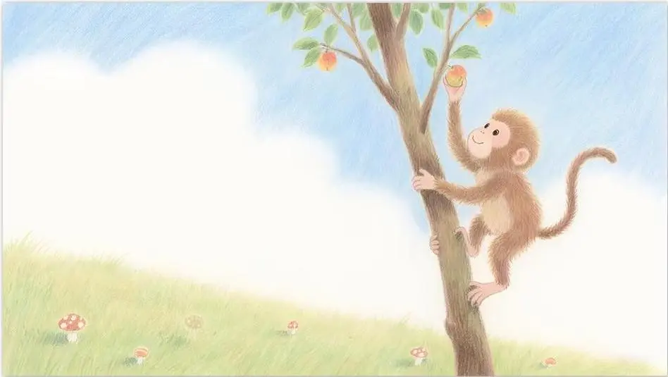 Chinese Zodiac Monkey colored pencil illustration, representing cleverness, humor, and adaptability