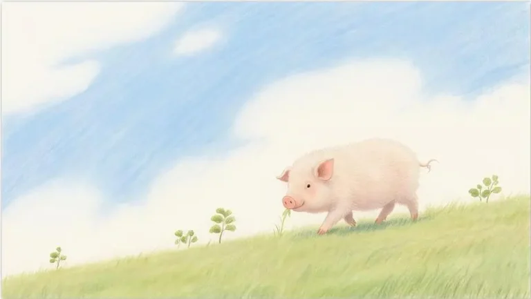 Chinese Zodiac Pig colored pencil illustration, symbolizing generosity, optimism, and good luck