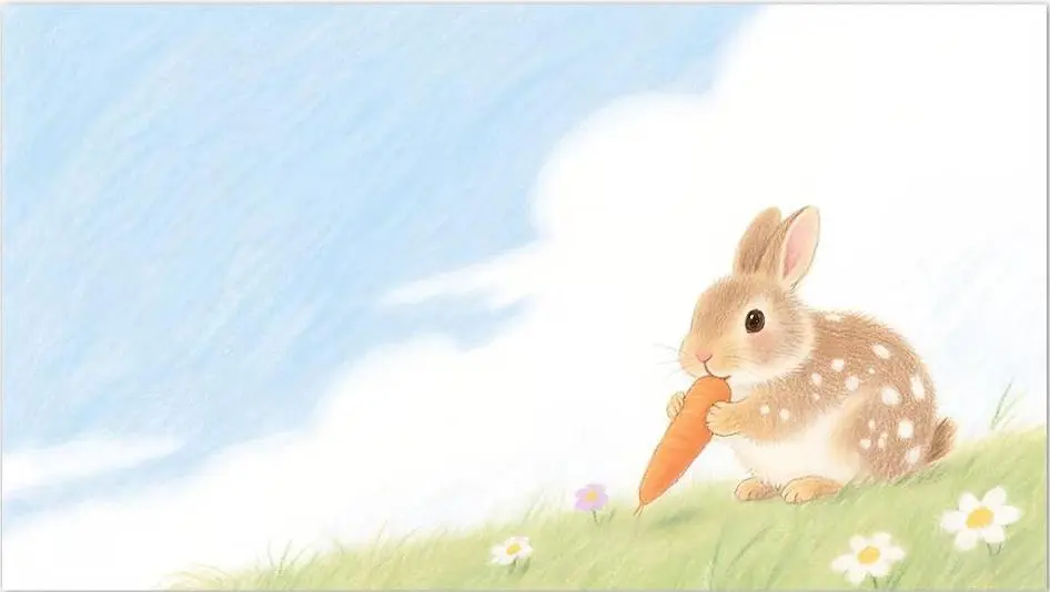 Chinese Zodiac Rabbit colored pencil illustration, symbolizing elegance, kindness, and good fortune