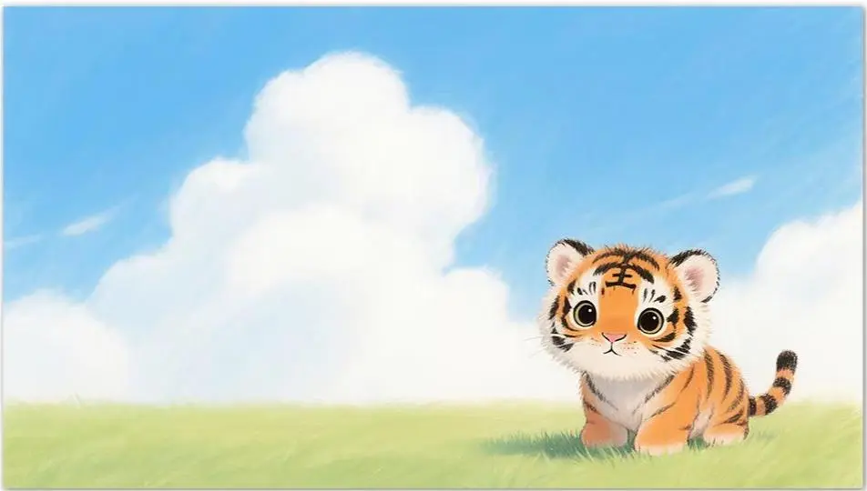 Chinese Zodiac Tiger colored pencil illustration, expressing courage and leadership energy