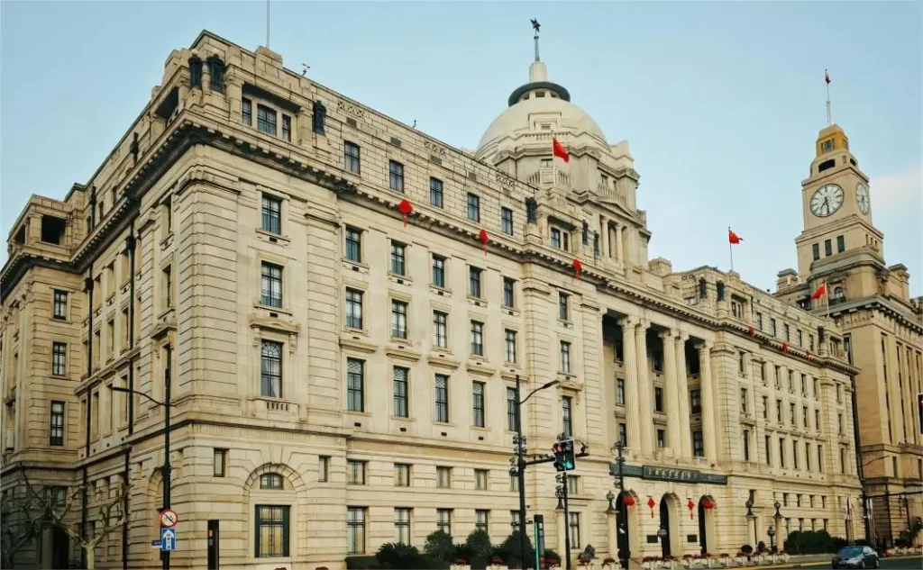 Neoclassical facade of the former HSBC Building on The Bund Shanghai