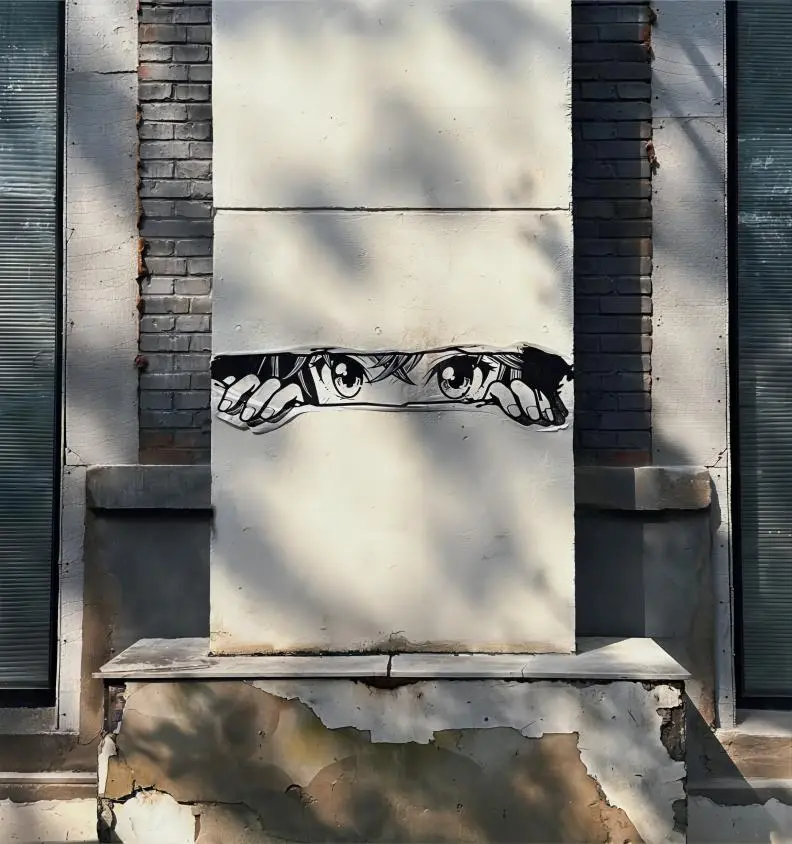 Colorful street graffiti wall in the Beijing 798 Art Zone, showcasing vibrant urban art and creative culture.