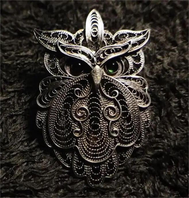 Eagle brooch made with Chengdu Silver Filigree (Yinhuasi)