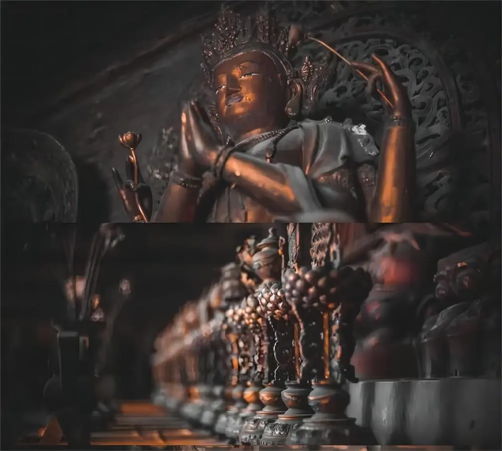 Close-up of a consecrated Buddha statue inside Dajue Temple, reflecting the serene power of Zen devotion.
