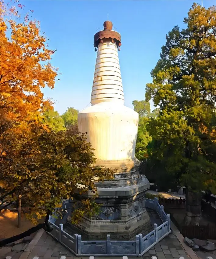 The Jialing Stupa at Dajue Temple in Beijing, an ancient pagoda symbolizing Buddhist wisdom and sacred relics.