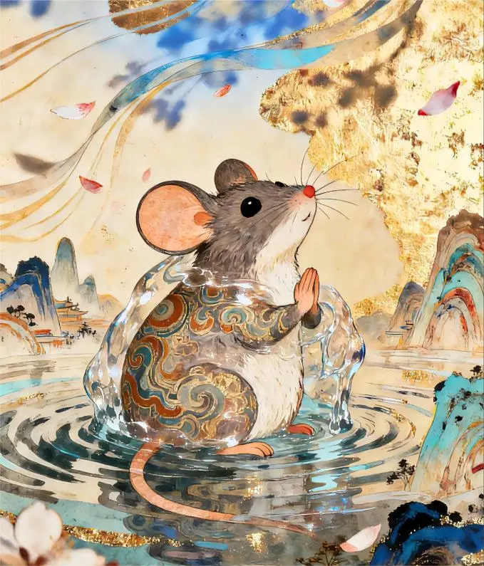 Chinese Zodiac Rat illustration in styled design