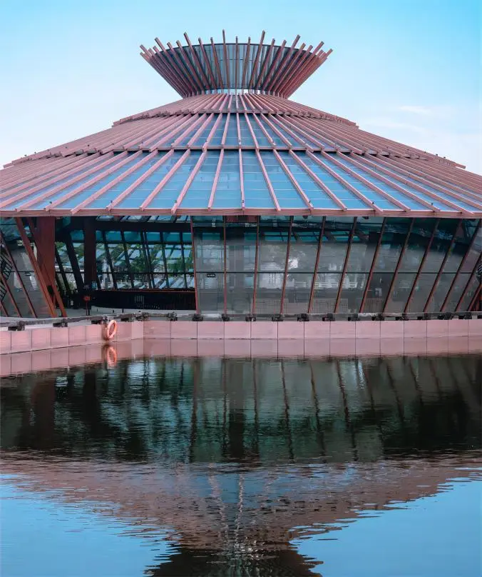 Main hall of the Guangfulin Shanghai underwater museum with unique submerged architecture.