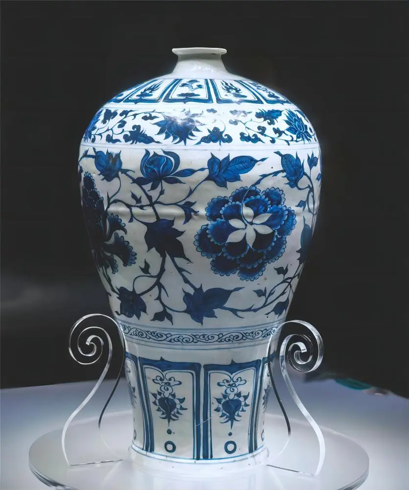 Jingdezhen Porcelain Yuan Dynasty Blue and White Vase at Ceramic Museum