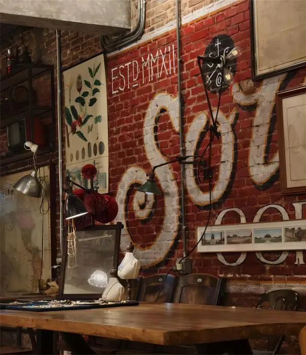 Interior view of Soloist Coffee in Beijing, featuring retro industrial design inside a hutong café.