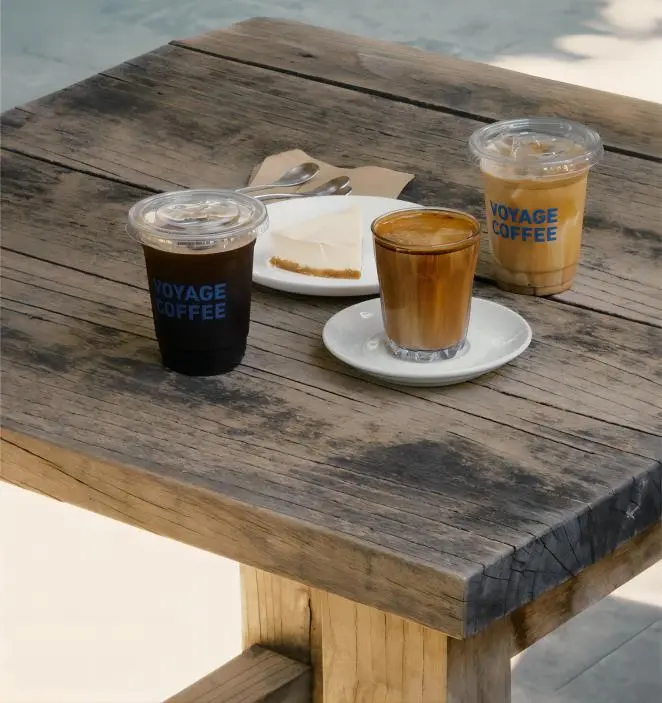 Close-up of pour-over coffee at VOYAGE Coffee, representing specialty Beijing coffee culture in a traditional hutong.