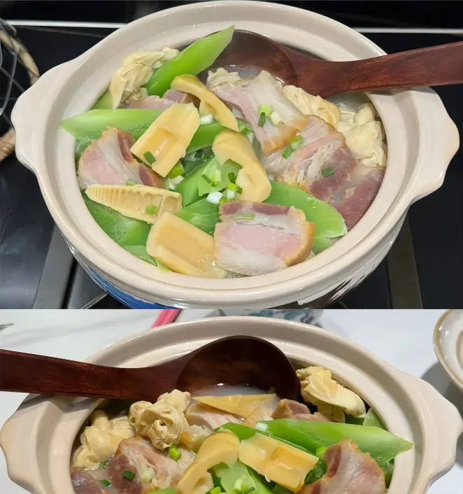 A bowl of Yan Du Xian, Shanghai’s iconic spring soup with cured pork, fresh pork, and bamboo shoots.