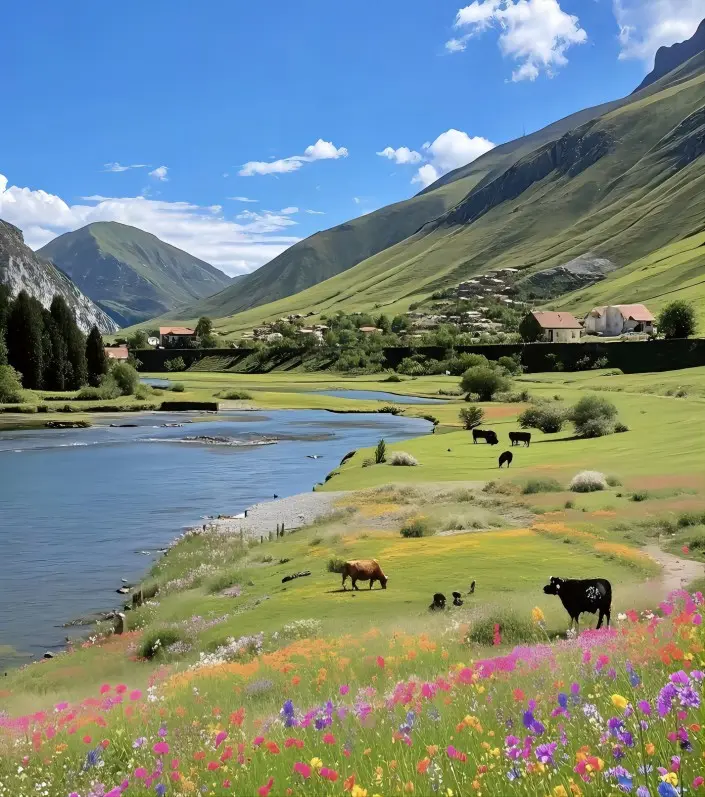 Alpine meadow and camping area in Changping Valley, Mount Siguniang