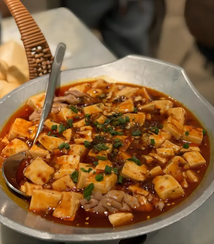 Traditional Chengdu Mapo Tofu served on a plate