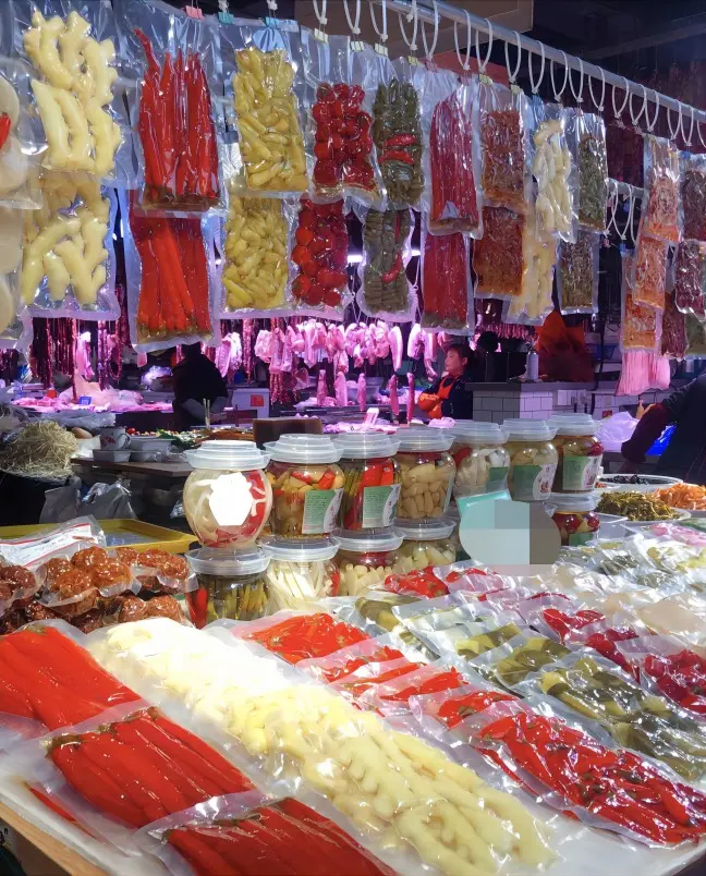 Sichuan pickles for sale at a local Chengdu wet market