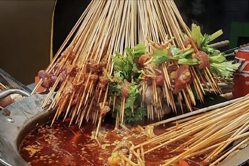 Spicy Chengdu skewers enjoyed on a Chengdu 2-day itinerary