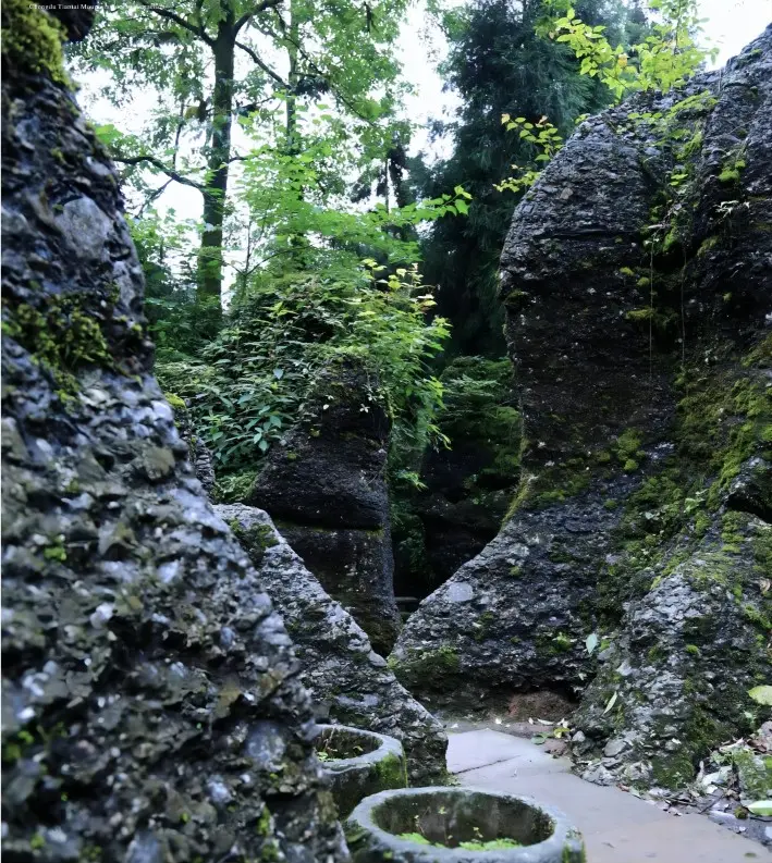 Flower Stone Forest at Tiantai Mountain, a maze-like granite rock area in Sichuan.