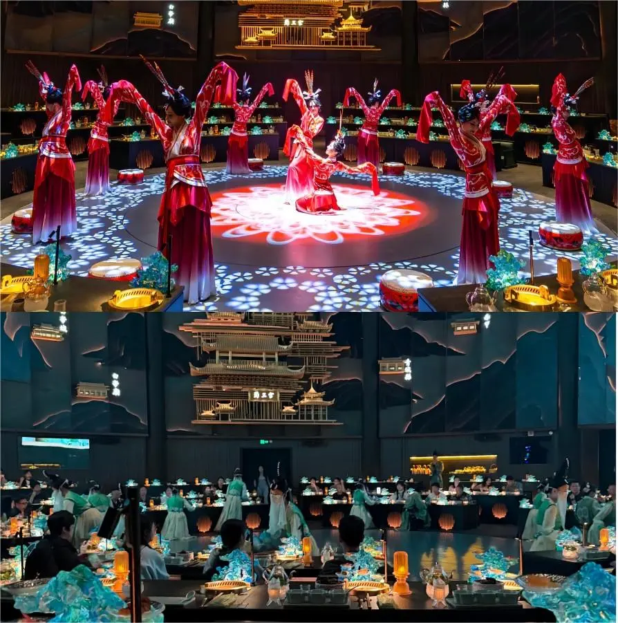 Interior of Hong Ding Yan immersive hot pot restaurant in Chengdu