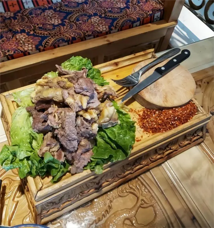 Traditional Tibetan hand-pulled meat (yak) served at Huanglong Scenic Area