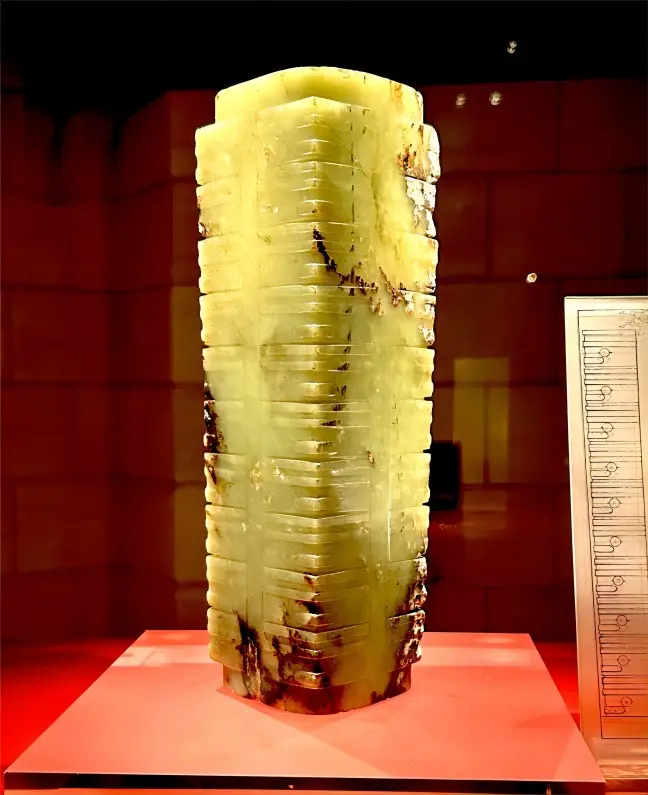 Ancient Shu jade cong (ten-section jade artifact) at Chengdu Jinsha Site Museum