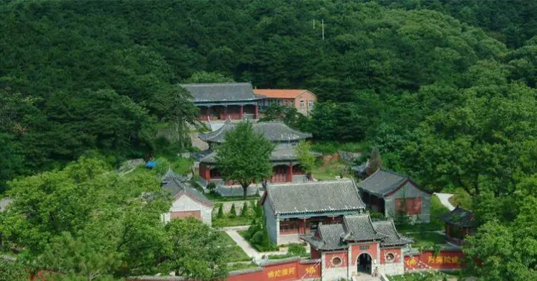 Aerial view of Longwang Temple in Longchi National Forest Park