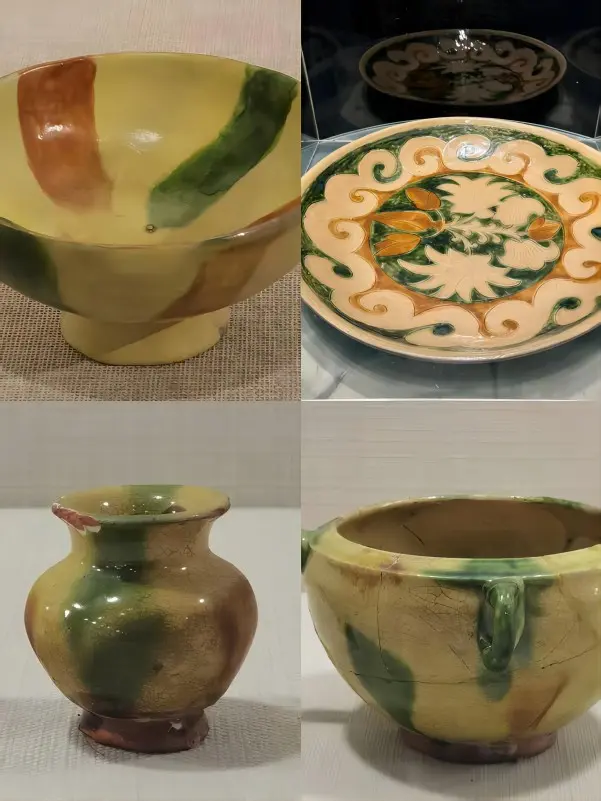 Ancient Qiong Kiln pottery showcased at the museum in Chengdu, highlighting colorful underglaze designs.