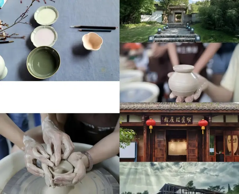 Visitors enjoying a hands-on pottery workshop at the Qiong Kiln Site in Chengdu.