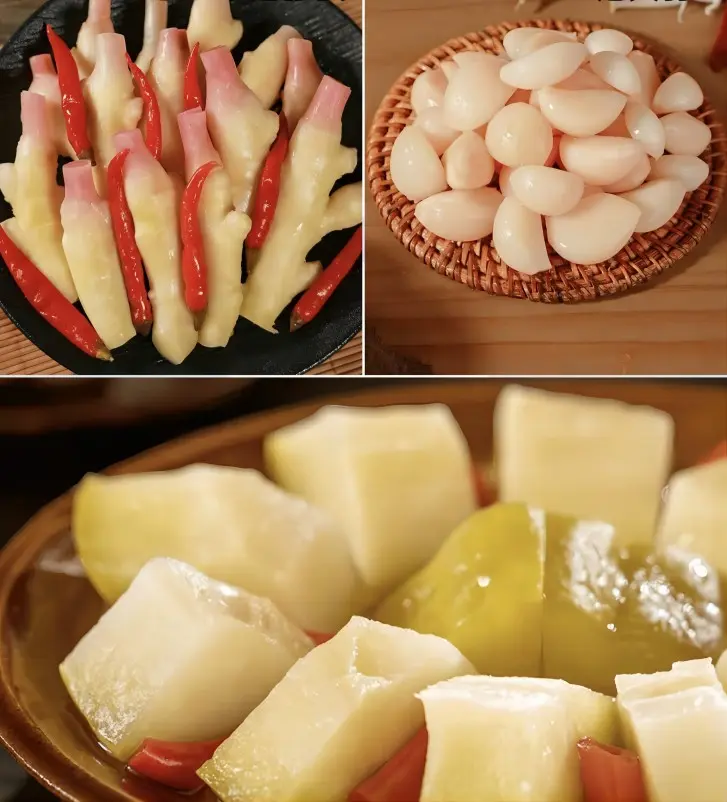 Sichuan pickles made with young ginger, garlic, and chayote