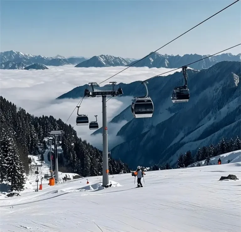 Skiing at Xiling Snow Mountain Ski Resort in Sichuan, China