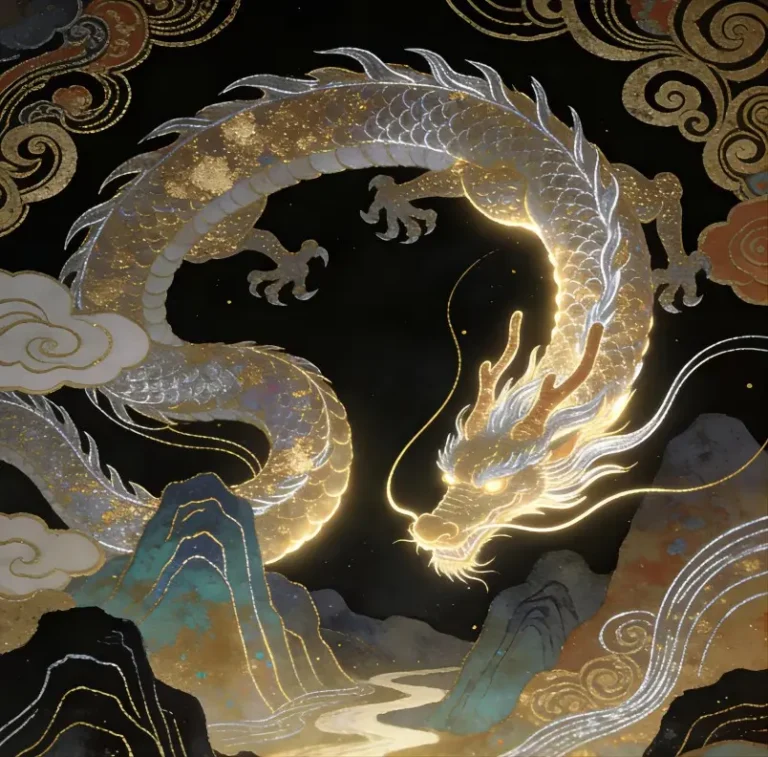 Dunhuang-style illustration of the Dragon for the Chinese Zodiac Weekly Horoscope, representing power, transformation, and ambition
