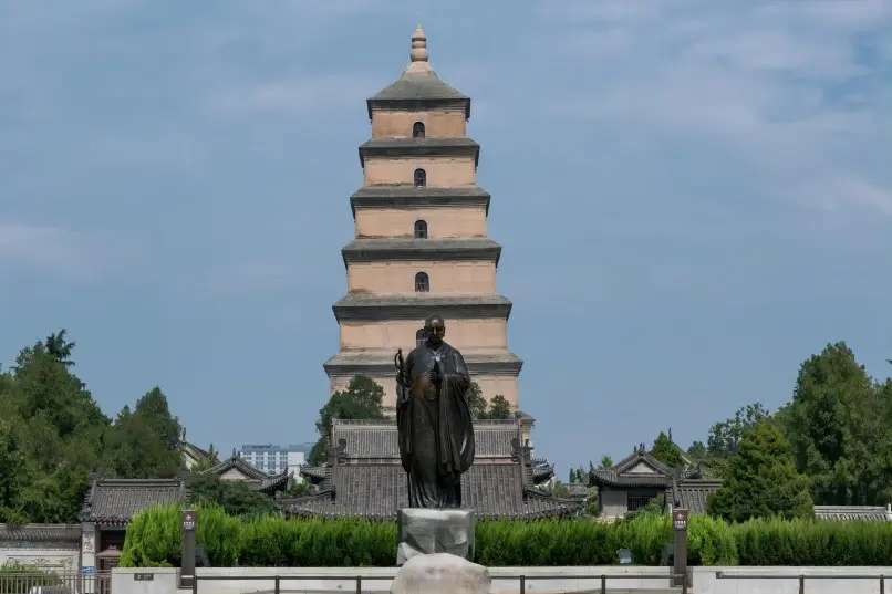 Giant Wild Goose Pagoda at Da Ci’en Temple in Xi’an, a Tang Dynasty landmark built to store Buddhist scriptures brought by Xuanzang