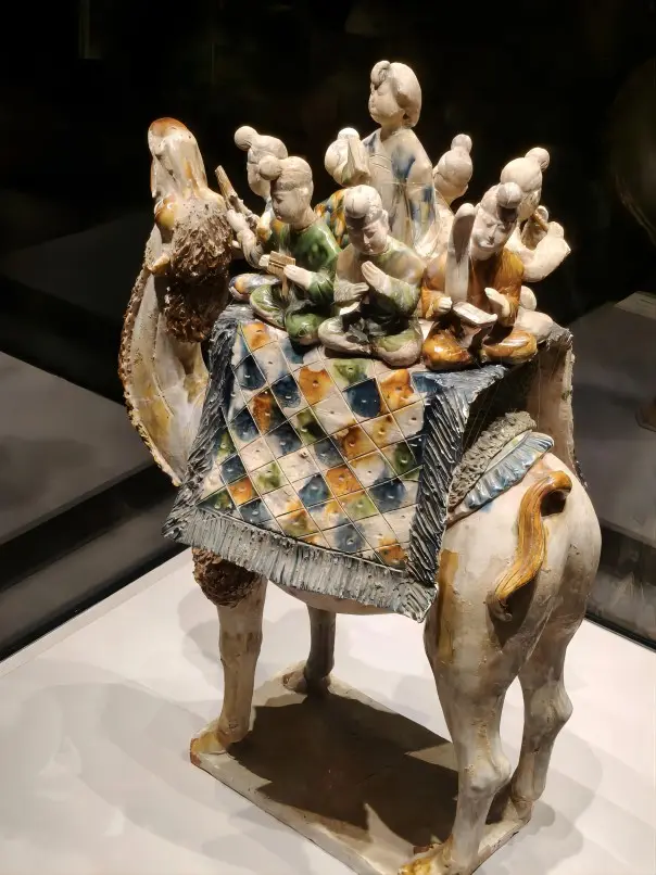 Tang tri-color camel with musicians, representing Silk Road culture in the Shaanxi History Museum