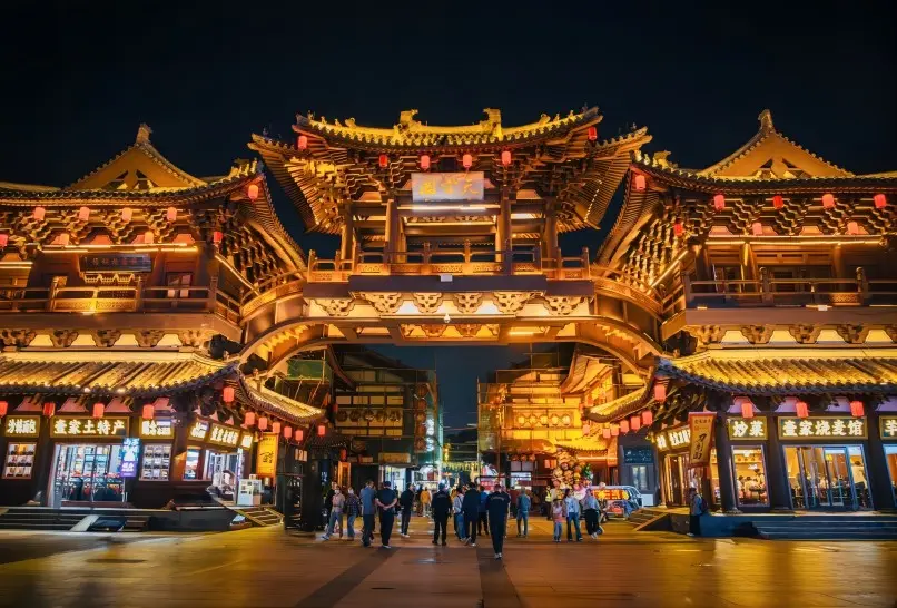 Night view of Datong Ancient City Wall, illuminated beautifully under the night sky, showcasing the city’s historic charm.