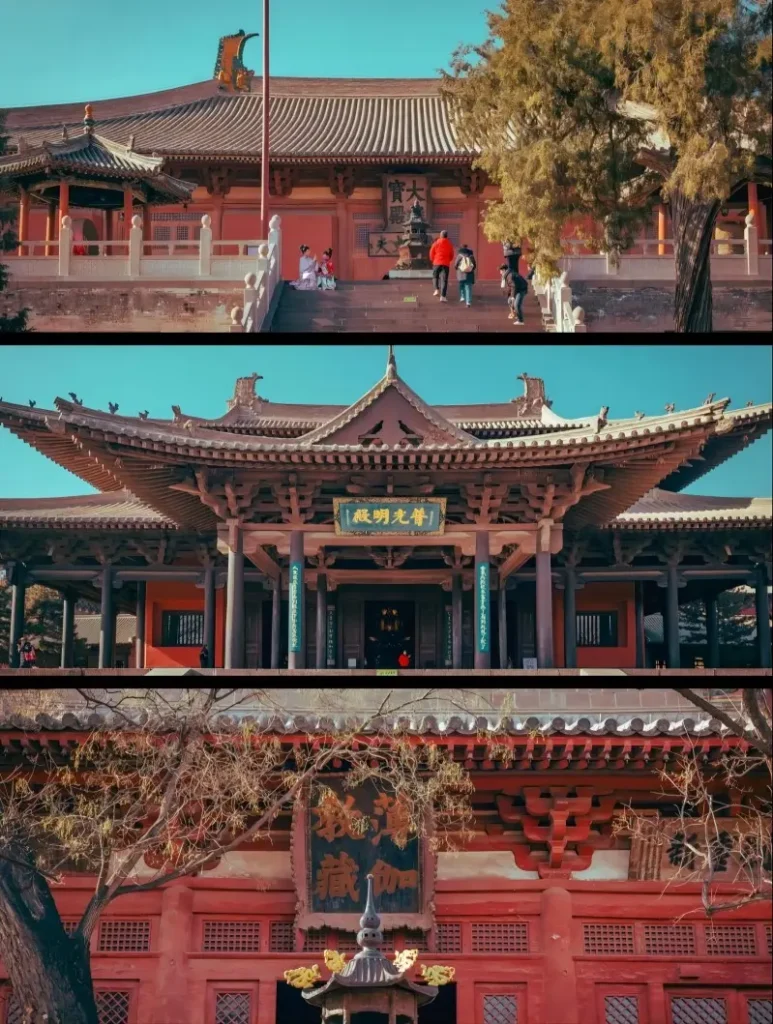 Collage of Huayan Temple’s Main Hall, an architectural masterpiece dating back to the Liao Dynasty.