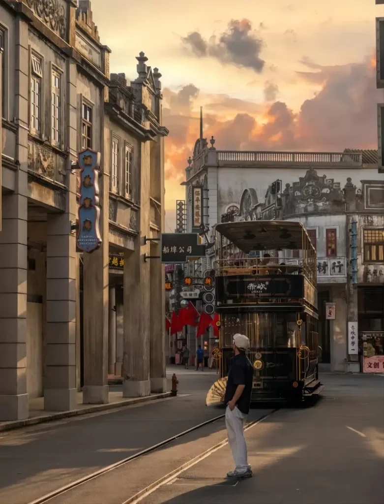 Evening street scene of Chikan Ancient Town in Zhanjiang