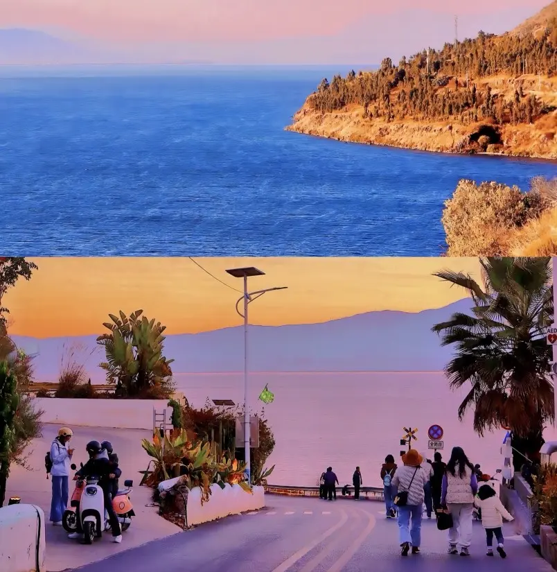 Sunset view over Erhai Lake in Dali Yunnan China