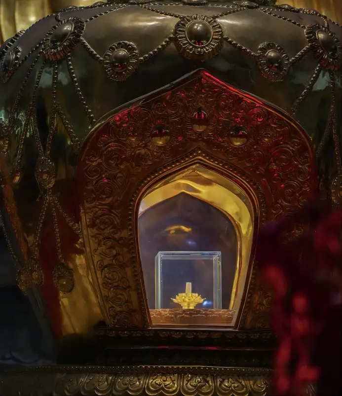 The Buddha’s finger bone relic displayed at Famen Temple in Shaanxi, one of the most sacred Buddhist relics in China