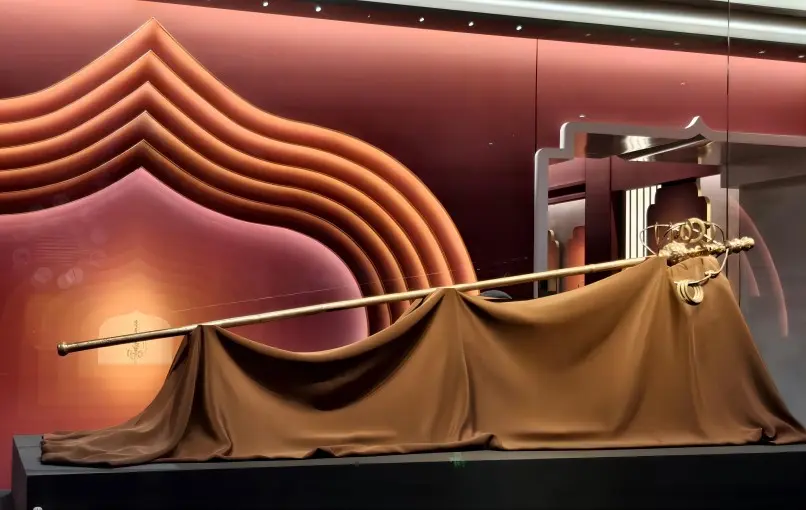 Gilded silver twelve-ring monk’s staff (khakkhara) from the Tang Dynasty, commissioned by imperial decree and preserved at Famen Temple Museum