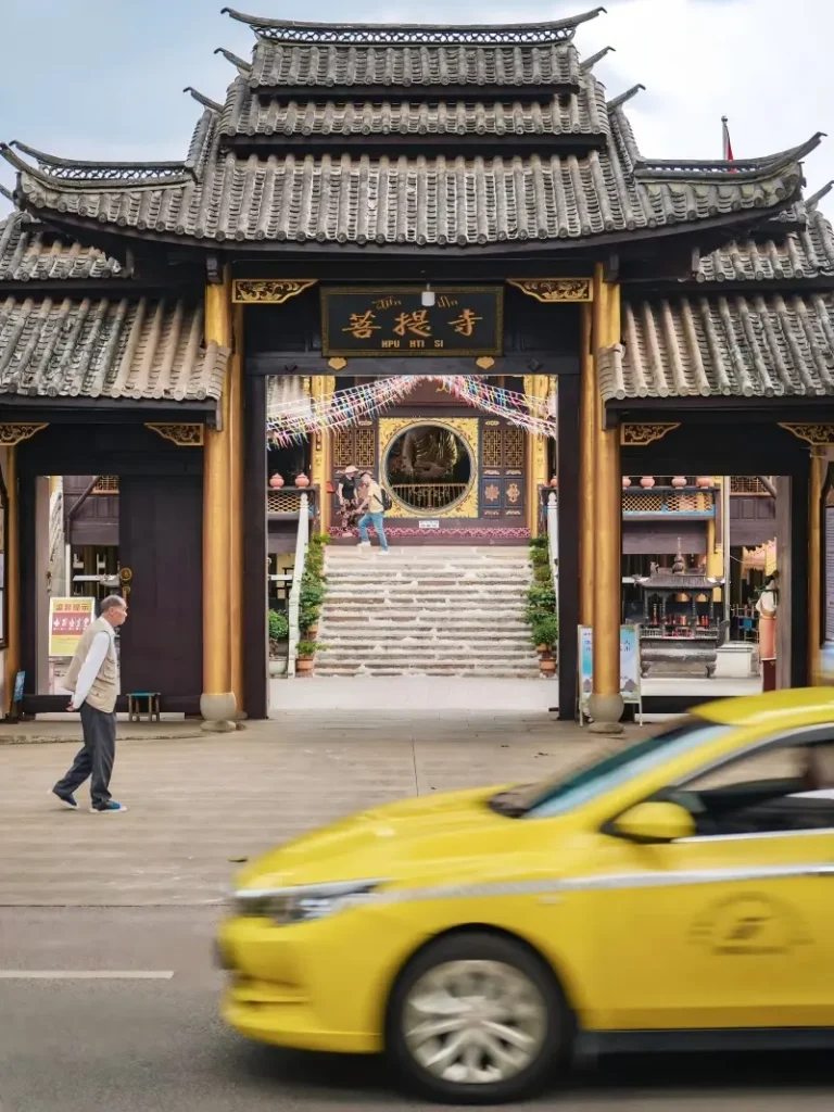 Entrance of Bodhi Temple in Mangshi, a peaceful Buddhist temple near the city center.