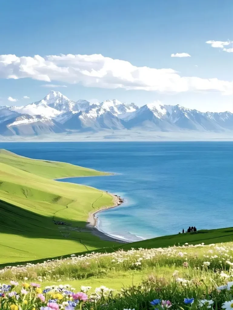 Scenic view of Sailimu Lake, known as the “Last Drop of the Atlantic,” Xinjiang