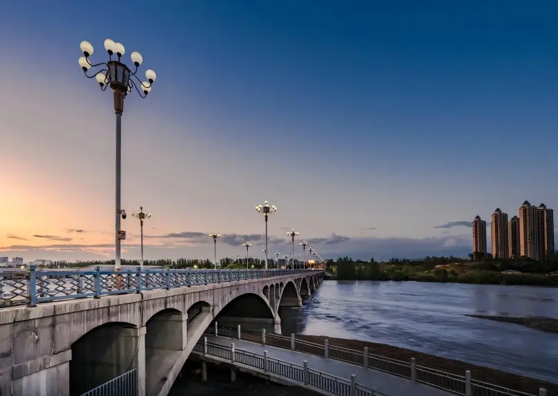 Yili River Scenic Area with clear water and surrounding landscape in Yining, Xinjiang